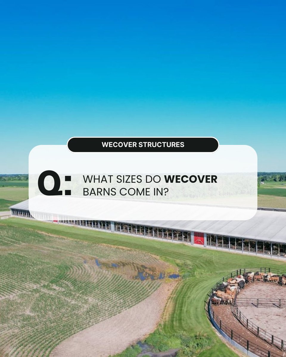 Our buildings are available in a wide range of widths—from 50 feet to over 200 feet—and can be built to virtually any length. With a free-span design, there are no internal supports, giving you a completely open interior and maximum usable space.
Have more questions?  #wecover