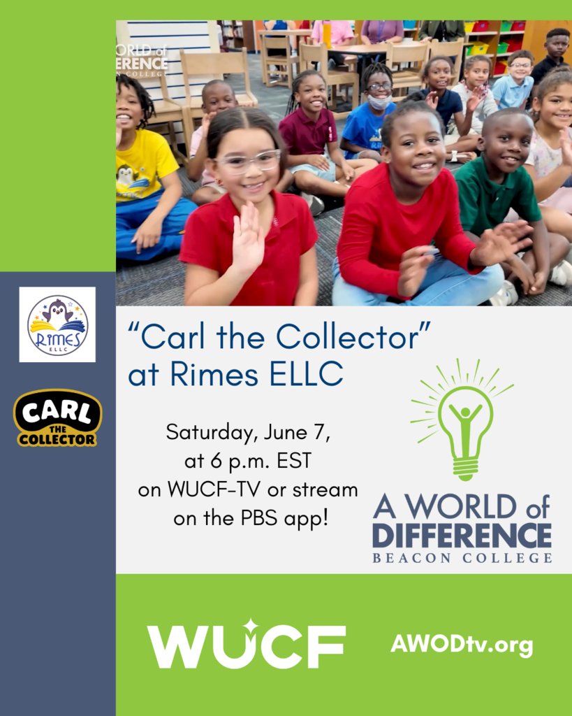 On the next episode of “A World of Difference,” students at Rimes Early Learning and Literacy Center screen “Carl the Collector.” Watch on Saturday, June 7, at 6 p.m. EST on WUCF-TV and nationwide on the free PBS app.