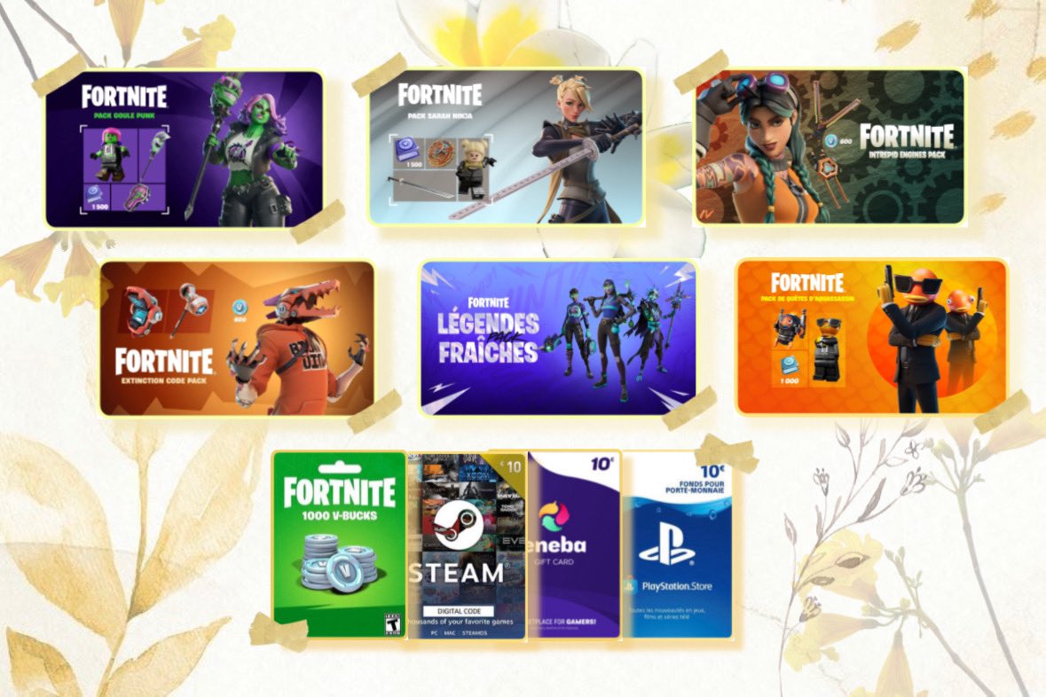 𝓢𝒂𝒓𝒂𝒉 𝜗𝜚 (@hqsqrr) on Twitter photo GIVEAWAY FOR MY RETURN | PRIZE OF CHOICE ⏦゚🌼
Winner can choose :
➜ Gift card (PSN, eneba, steam or vbucks)
➜ Ghoul Pink
➜ Ninja Sarah
➜ Intrepid Engines
➜ Extinction Code
➜ Minty Legend
➜ Bassassin Quest
Steps:
۶ৎ Follow me <a href="/hqsqrr/">𝓢𝒂𝒓𝒂𝒉 ꫂ ၴႅၴ</a>
۶ৎ 🤍 & ♻️
Ends after 1 week 💛 GIVEAWAY FOR MY RETURN | PRIZE OF CHOICE ⏦゚🌼
Winner can choose :
➜ Gift card (PSN, eneba, steam or vbucks)
➜ Ghoul Pink
➜ Ninja Sarah
➜ Intrepid Engines
➜ Extinction Code
➜ Minty Legend
➜ Bassassin Quest
Steps:
۶ৎ Follow me <a href="/hqsqrr/">𝓢𝒂𝒓𝒂𝒉 ꫂ ၴႅၴ</a>
۶ৎ 🤍 & ♻️
Ends after 1 week 💛