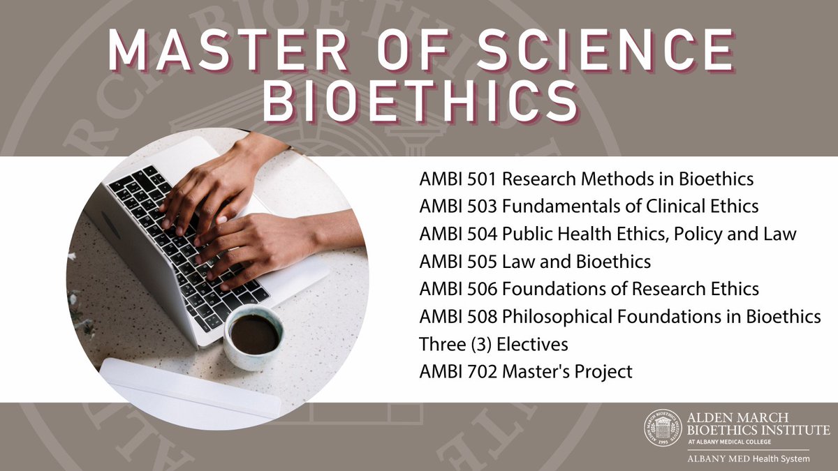 Our most popular program, Master of Science in Bioethics, was designed to provide the skills to analyze ethical situations that arise in health care. We are currently accepting applications for our Fall 2025, due by August 1st. 

amc.edu/education/alde…