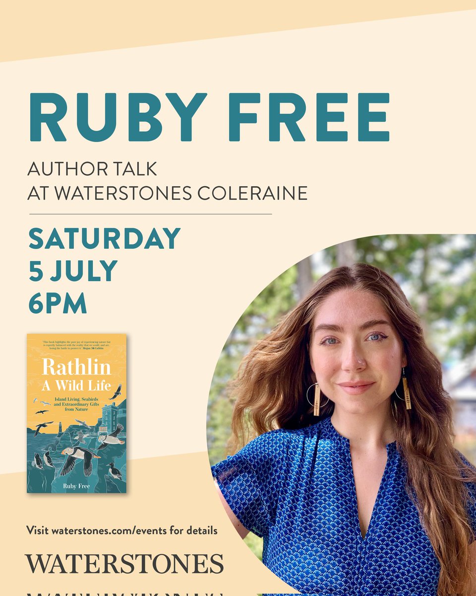 NeillWalker1's tweet image. We are pleased to announce that Ruby Free will be at Waterstones Coleraine on Saturday 5th July at 6.00pm to talk about her book, Rathlin: A Wild Life and her experience working for the RSPB on Rathlin Island
This is a free event with no booking required.
#rubyfree #rathlin