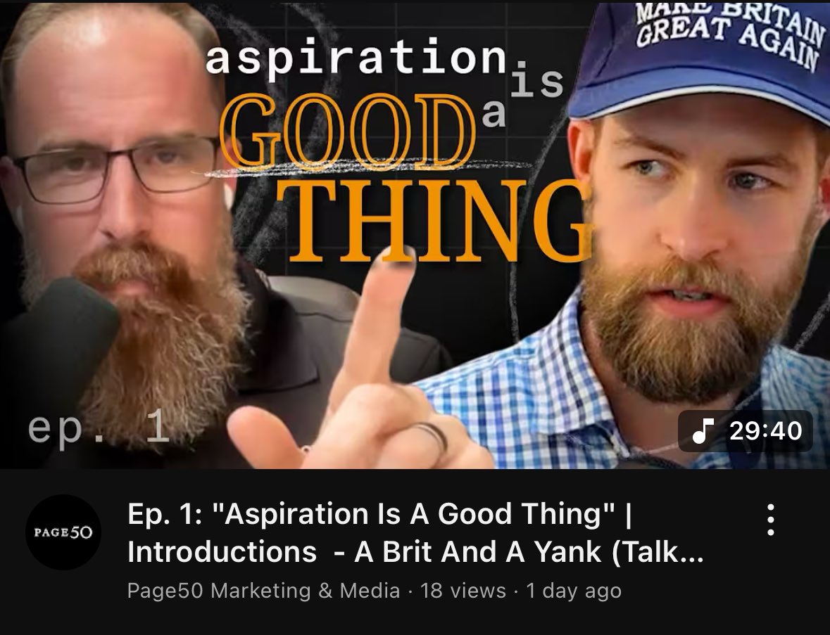 So this happened this week!

Ep. 1: "Aspiration Is A Good Thing" | Introductions  - A Brit And A Yank Talk Business

youtu.be/qqUxd3sQ9hQ?si…