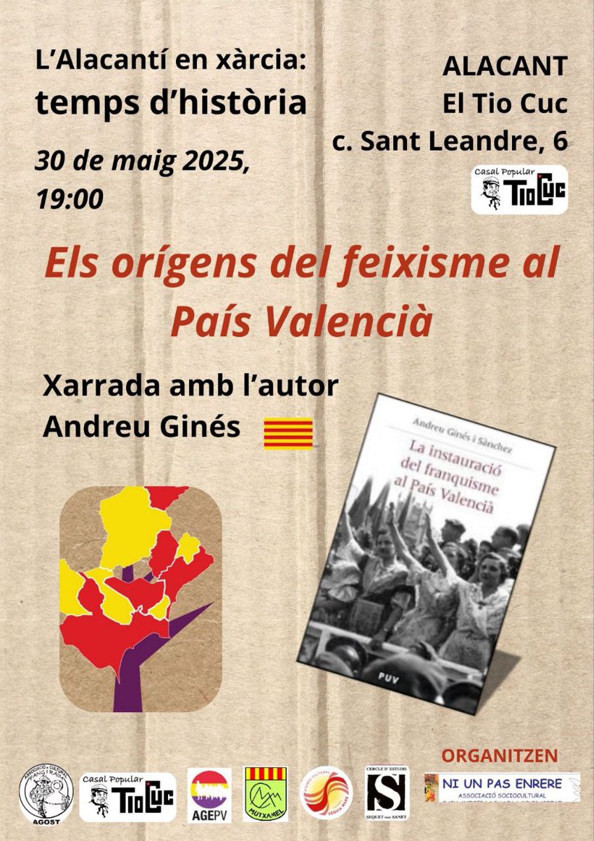 CasalPopular Tio Cuc (@tiocuc) on Twitter photo Dins de les jornades 'L'Alacantí en xàrcia: temps d'història' demà al <a href="/TioCuc/">CasalPopular Tio Cuc</a> Andreu Ginés, doctor en Història Contemporània, farà la xarrada Els orígens del feixisme al País Valencià. Us hi esperem!! Dins de les jornades 'L'Alacantí en xàrcia: temps d'història' demà al <a href="/TioCuc/">CasalPopular Tio Cuc</a> Andreu Ginés, doctor en Història Contemporània, farà la xarrada Els orígens del feixisme al País Valencià. Us hi esperem!!