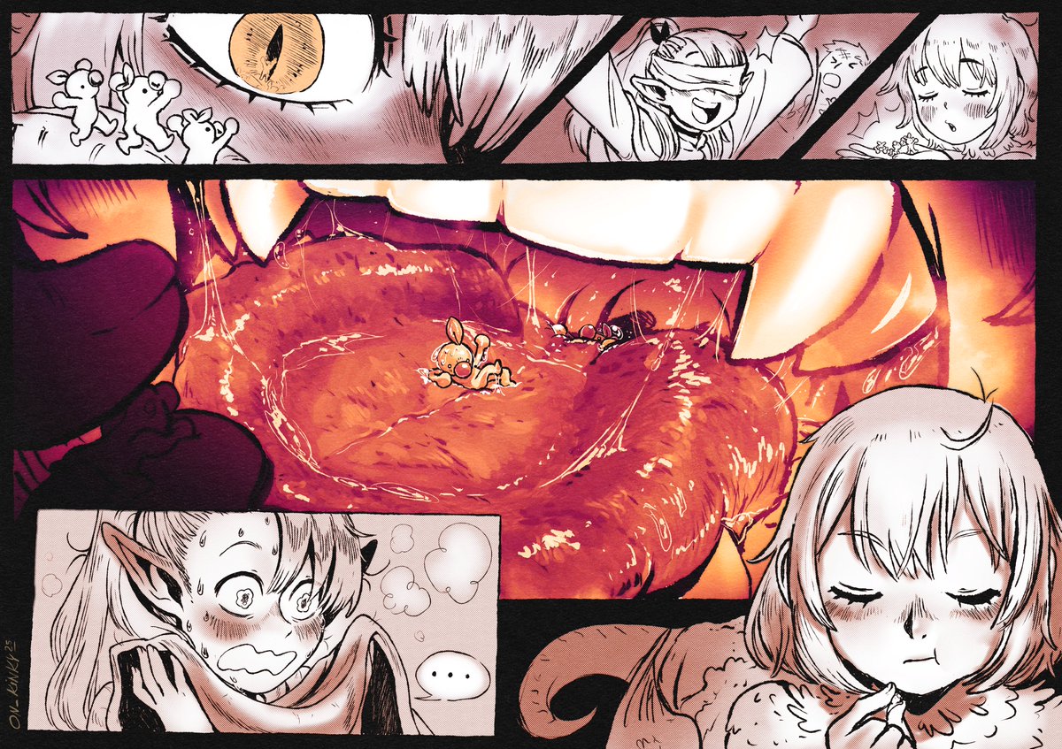 well it worked, those familiars found her~
#vore #dungeonmeshi
