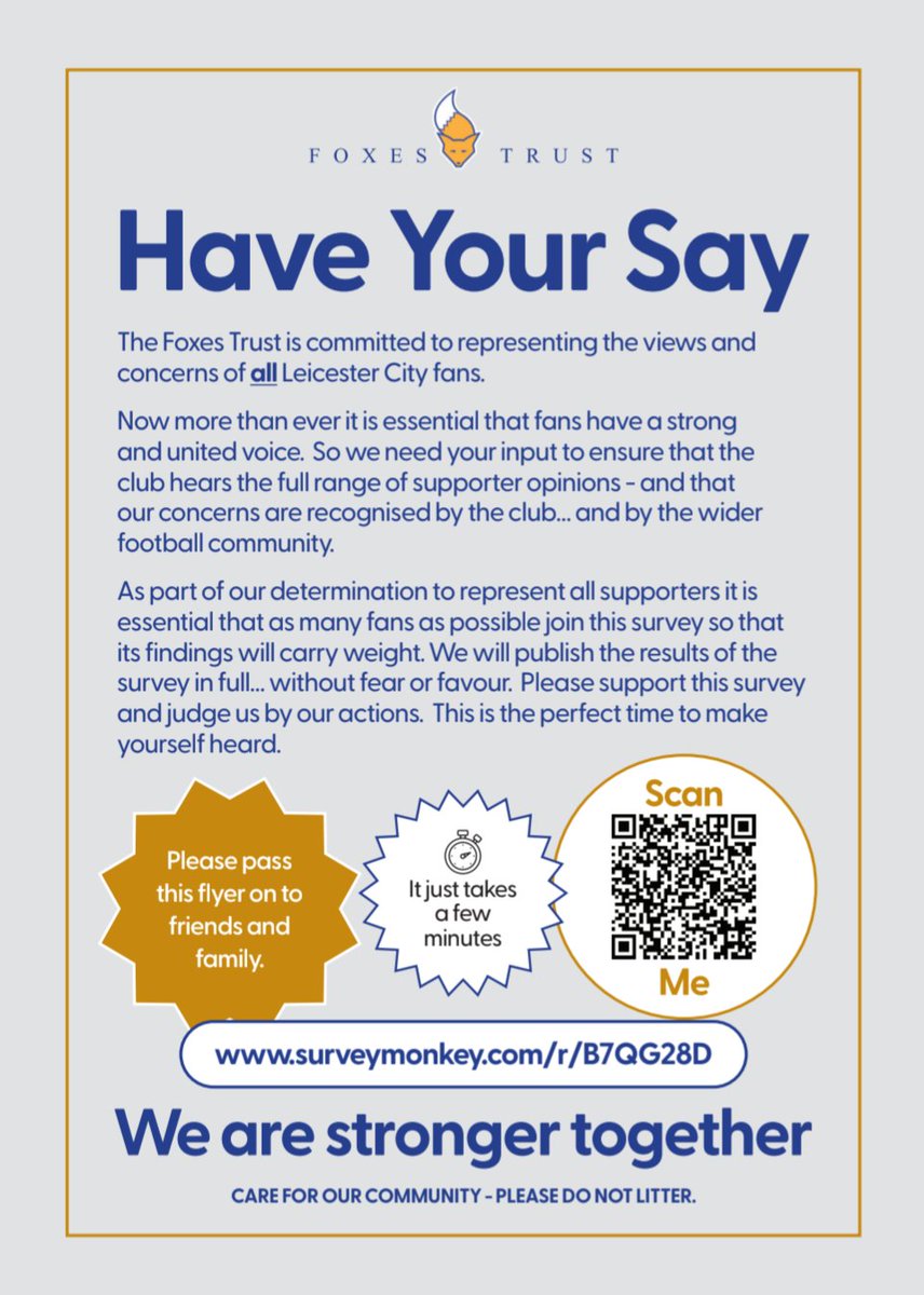 REMINDER: Complete our end of season survey now! Your voice matters - have your say 🤝🦊 surveymonkey.com/r/B7QG28D