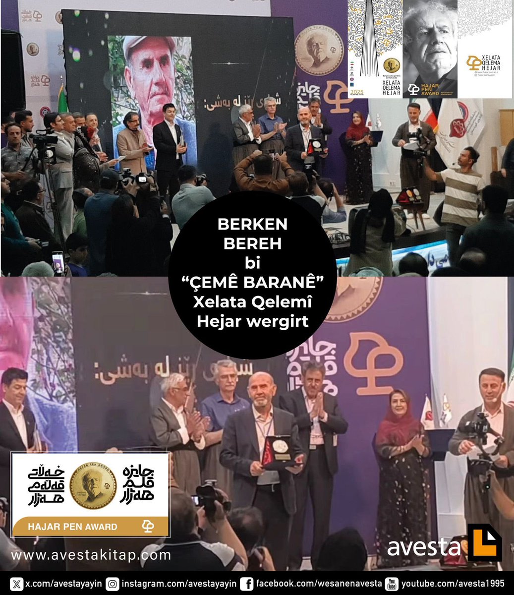 Berken Bereh bi “Çemê Baranê” Xelata Qelema Hejar wergirt

Xelata Qelema Hejar, bo “Çemê Baranê” dan Berken Bereh. Xelat îro li Zankoya Kurdistan Sine hat pêşkêşkirin. Pîroz be!