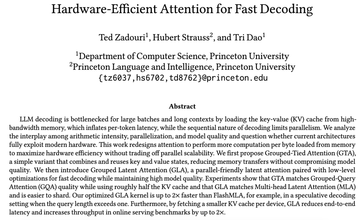 tedzadouri's tweet image. &quot;Pre-training was hard, inference easy; now everything is hard.&quot;-Jensen Huang. Inference drives AI progress b/c of test-time compute.

Introducing inference aware attn: parallel-friendly, high arithmetic intensity – Grouped-Tied Attn &amp;amp; Grouped Latent Attn