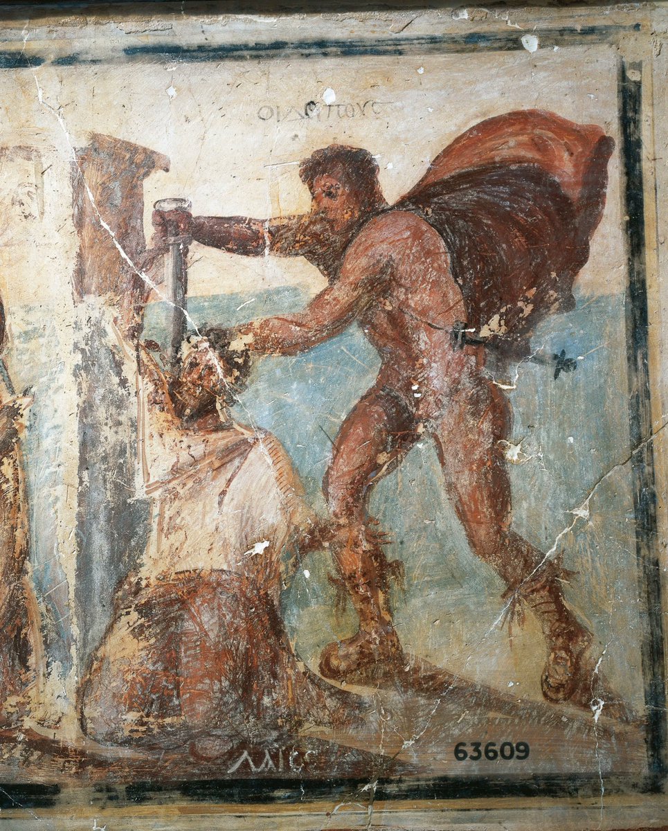 A Roman mosaic showing Oedipus killing his father Laius during a traffic dispute. From the Egyptian Museum of Cairo. Happy Father’s Day (in some parts of the world)!

Πατὴρ οὐχ ὁ γεννήσας, ἀλλ’ ὁ θρέψας σε.
Your father is not who gave you life, but nourishment.
Menander