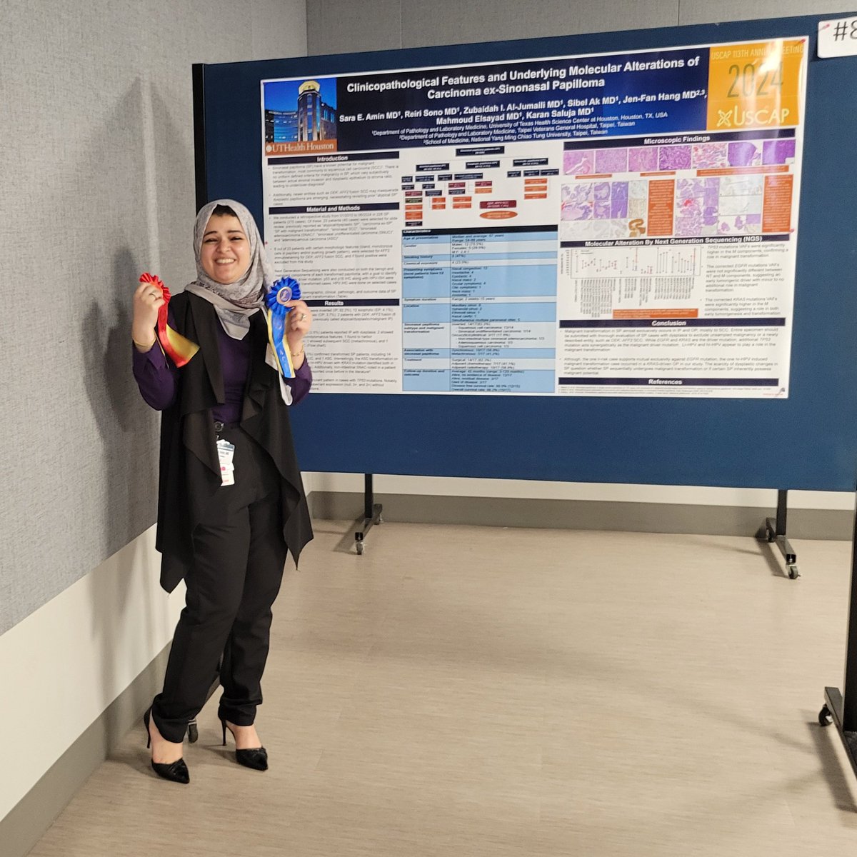 UTHoustonPath's tweet image. @UTHoustonPath residents and fellows shared their research at our annual research fair! Congrats @SaraAminMD, our first place winner! #PathX #research #pathresidency