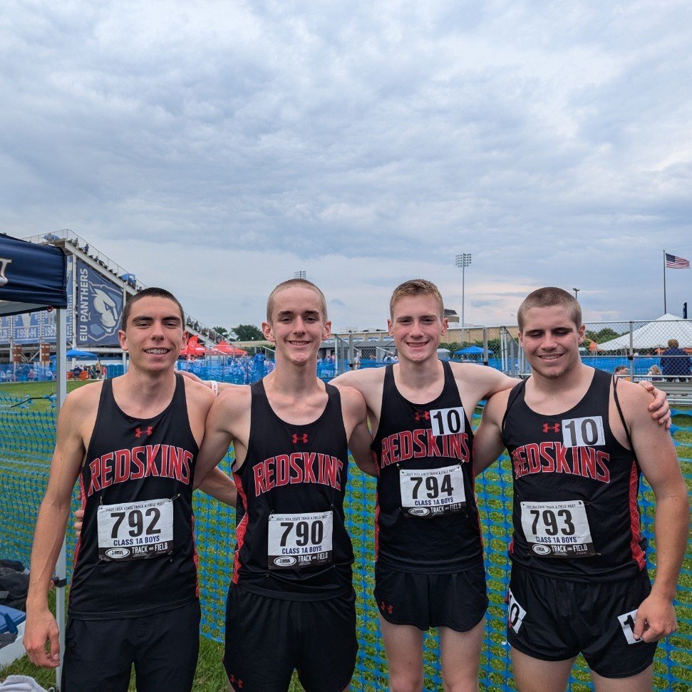 RedskinsAD's tweet photo. The 4x800 of Iacobazzi, Dalponte, Martin, and Lehman runs an 8:20.08 and advances to the IHSA State Finals on Saturday! https://t.co/k32U9ilxVR
