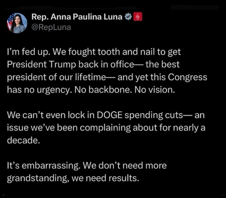 In my opinion, Rep. Luna is spot on 🎯
