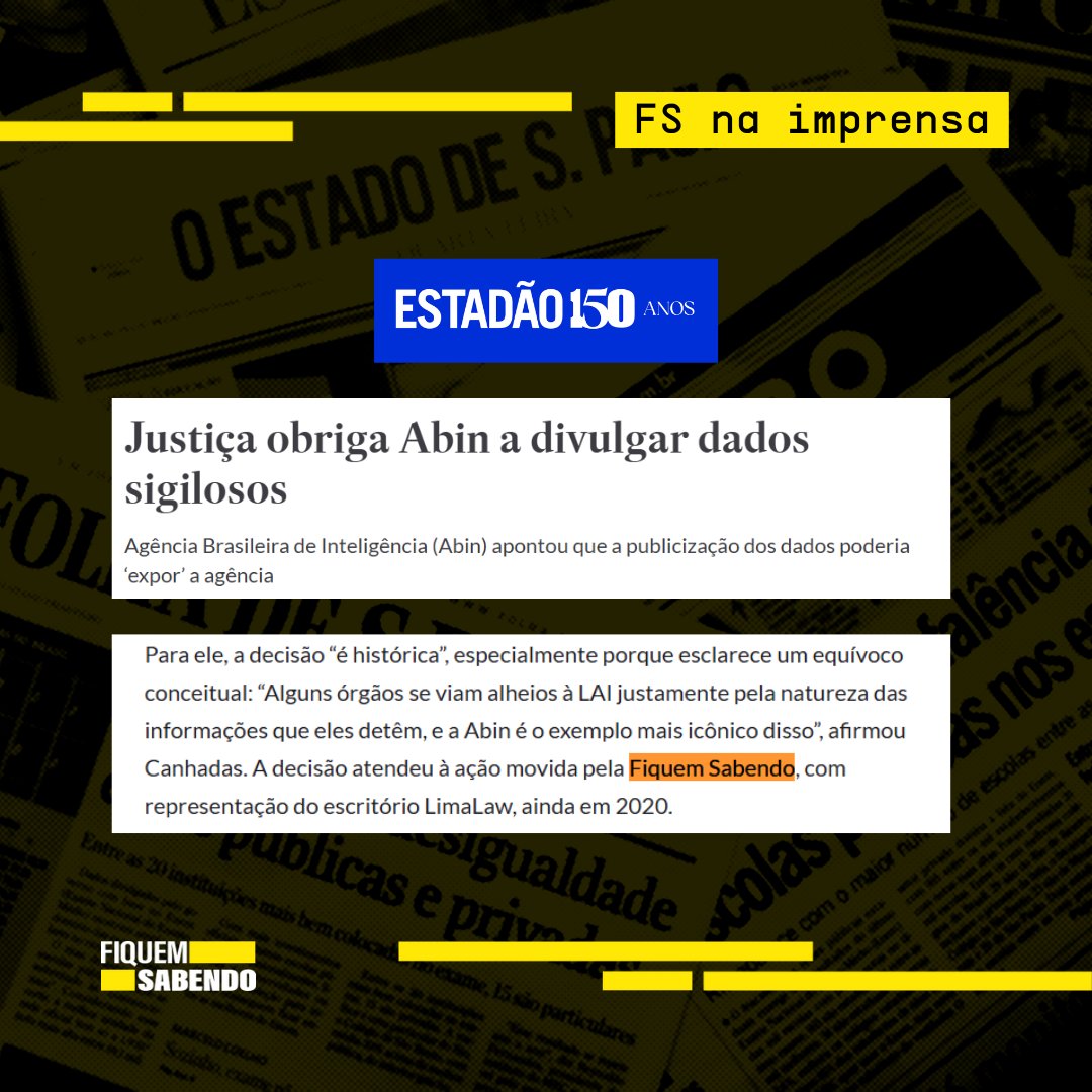 Fiquem Sabendo (@_fiquemsabendo) on Twitter photo Confira algumas das reportagens recentes que utilizaram dados obtidos pela Fiquem Sabendo🗞️
Saímos na <a href="/TheInterceptBr/">Intercept Brasil</a> , <a href="/valoreconomico/">Valor Econômico</a> , <a href="/Estadao/">Estadão 🗞️</a> , <a href="/ajor_digital/">Ajor</a> , <a href="/folha/">Folha de S.Paulo</a> , <a href="/UOLNoticias/">UOL Notícias</a> entre outros!
🔗 Assine a nossa newsletter, Don’t LAI to Me! news.fiquemsabendo.com.br Confira algumas das reportagens recentes que utilizaram dados obtidos pela Fiquem Sabendo🗞️
Saímos na <a href="/TheInterceptBr/">Intercept Brasil</a> , <a href="/valoreconomico/">Valor Econômico</a> , <a href="/Estadao/">Estadão 🗞️</a> , <a href="/ajor_digital/">Ajor</a> , <a href="/folha/">Folha de S.Paulo</a> , <a href="/UOLNoticias/">UOL Notícias</a> entre outros!
🔗 Assine a nossa newsletter, Don’t LAI to Me! news.fiquemsabendo.com.br