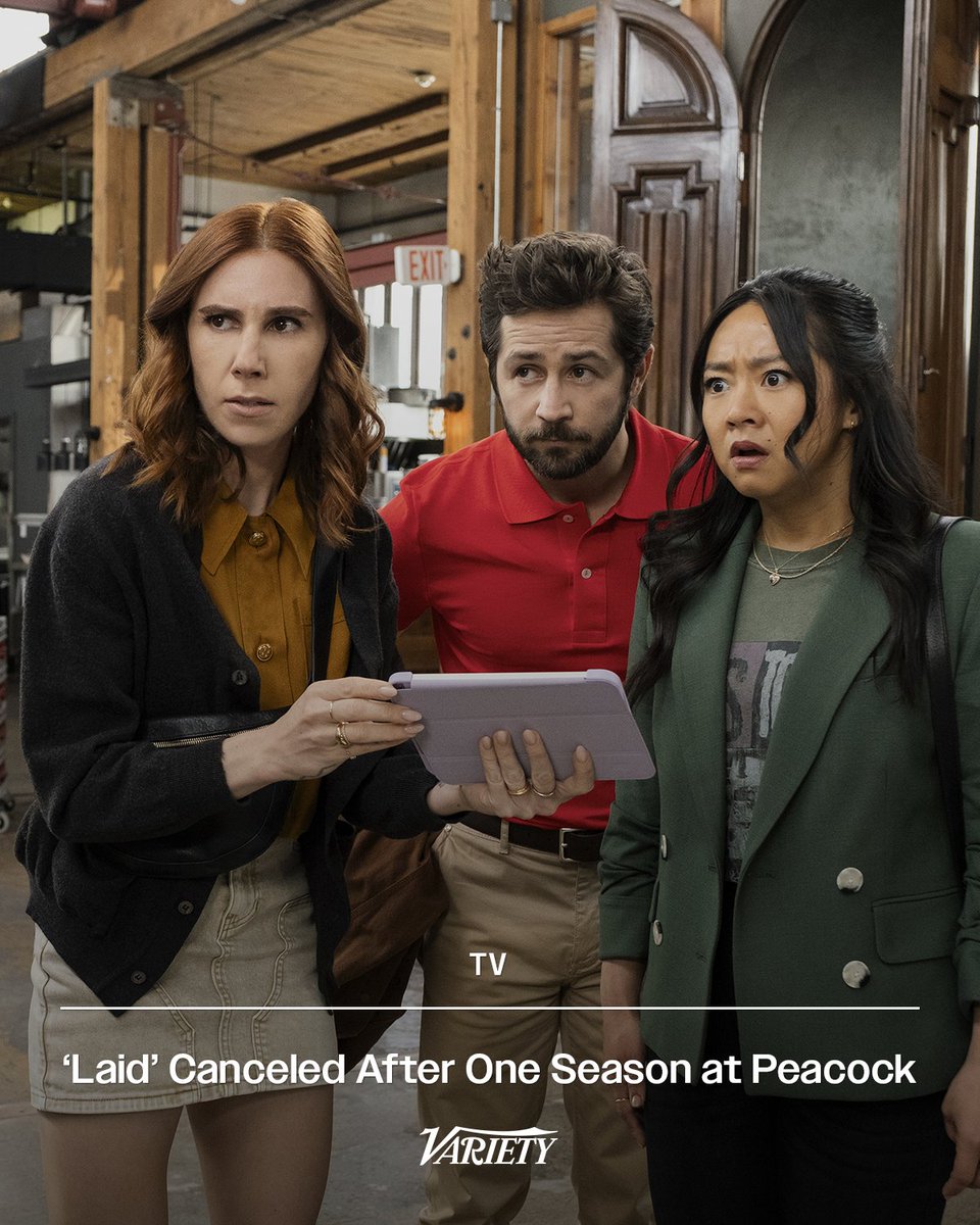 Variety's tweet photo. Peacock has canceled “Laid” after one season.

https://t.co/W1xsNhY1Wp https://t.co/J9kXsDpqWL
