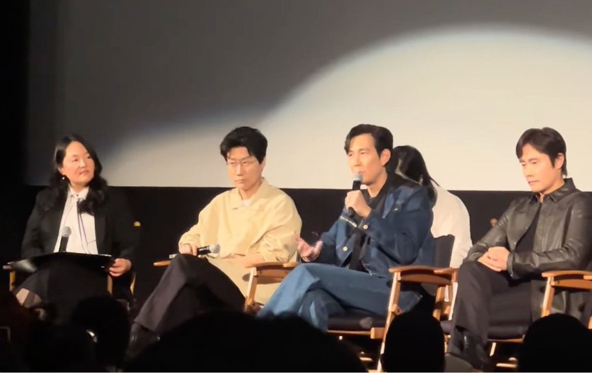 Moderated a #SquidGame2 panel for <a href="/netflix/">Netflix</a> &amp; <a href="/am_cinematheque/">American Cinematheque</a>. Asked Lee Jung-Jae about the “I’ve played these games before!” meme 😂 and the fans went wild for Choi Seung-hyun, aka T.O.P.