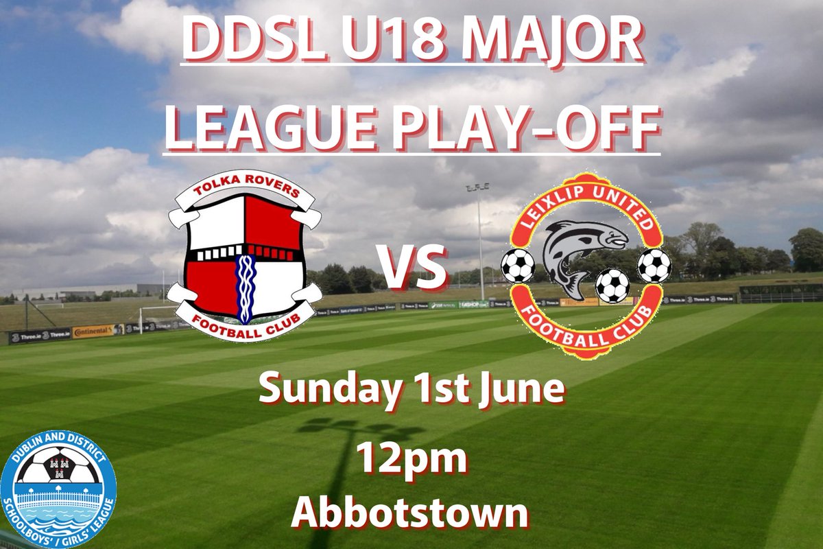 Wishing the best of luck to our U18 Major lads who take on Leixlip United in play off for the league title this Sunday 1st of June on the outdoor astro in Abbotstown.