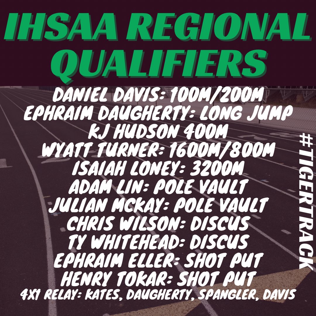 🚨MEET DAY🚨
Boys Regional Meet! A chance to punch a 🎟️ to the @ihsaa1 State Track &amp; Field Championships! #TigerTrack