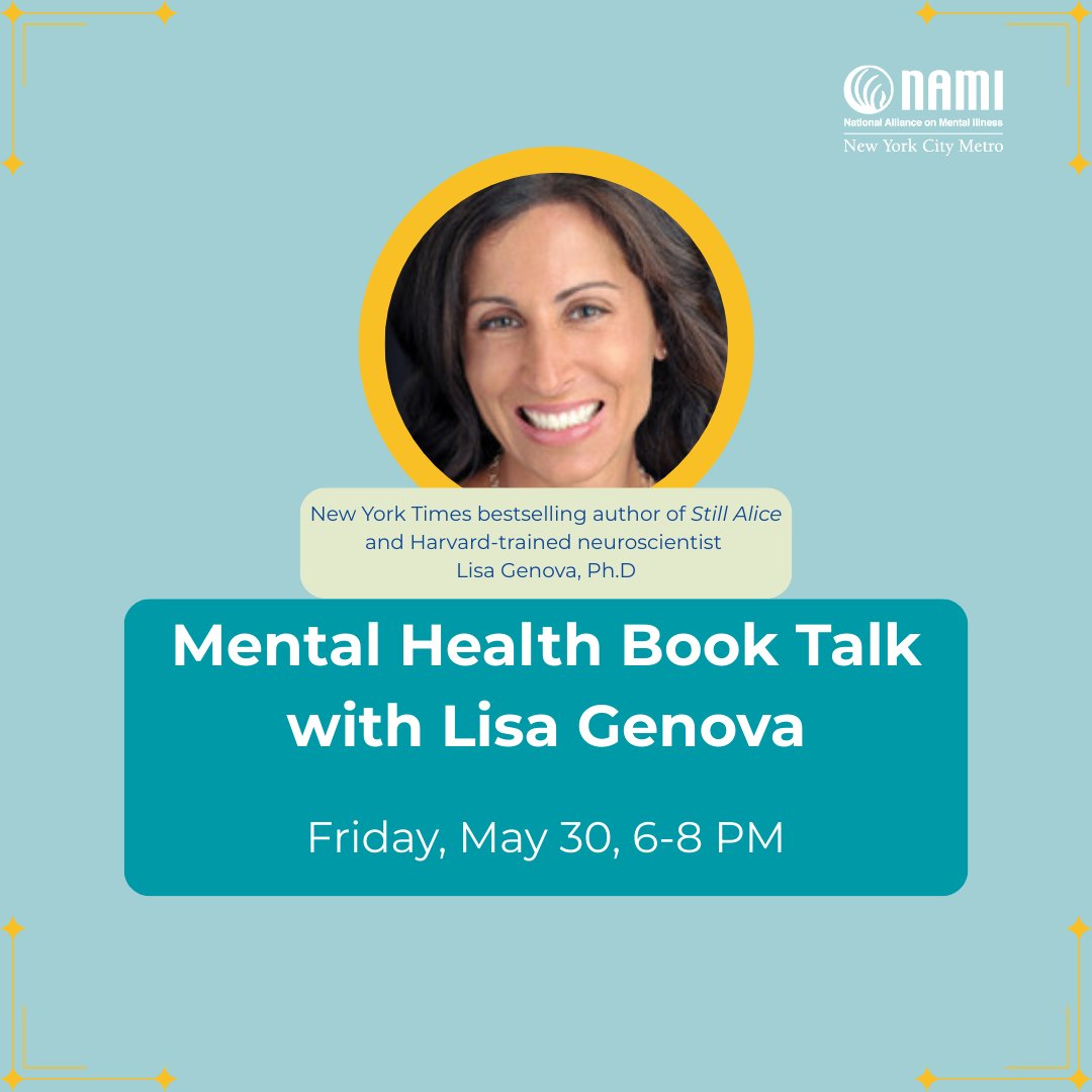 Tomorrow! Join us for an exclusive mental health book talk with Still Alice author Lisa Genova. Lisa will chat about her new novel, More or Less Maddy, about a young woman’s experience with bipolar disorder. RSVP now to save your spot:  bit.ly/4kh5kvk