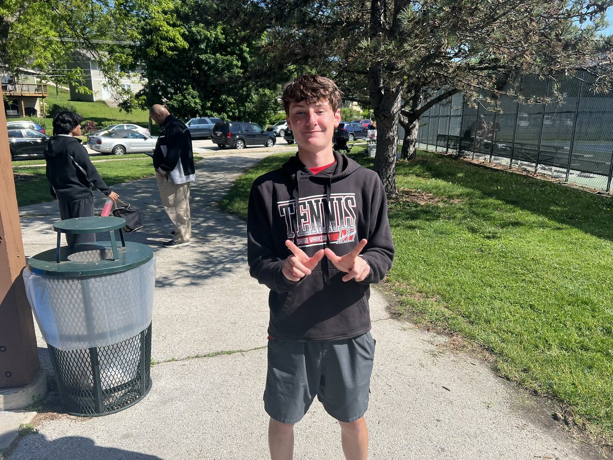 Braden wins his first match 6-0 6-0 to qualify for the state tournament. He is only our 4th guy to qualify as a singles player. <a href="/1WarriorMHS/">1WARRIOR</a>