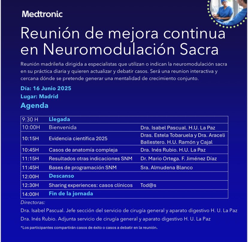 <a href="/AECP_FAECP/">AECP</a> 
<a href="/coloproctoaec/">Coloproctología-AEC</a> 
<a href="/CirujanosMad/">Asociación Madrileña de Cirugía</a> 
<a href="/Hospital_FJD/">Fundación Jiménez Díaz</a> 
<a href="/quironsalud/">quirónsalud</a> 
<a href="/mleonare/">Miguel León Arellano</a> 
<a href="/h_guadalajara/">Hector Guadalajara</a> 
<a href="/GarciaOlmoD/">Damian Garcia-Olmo, Professor of Surgery</a> 
<a href="/MedtronicES/">Medtronic España</a> 
<a href="/InconAsia/">asociación incontinencia Asia</a>