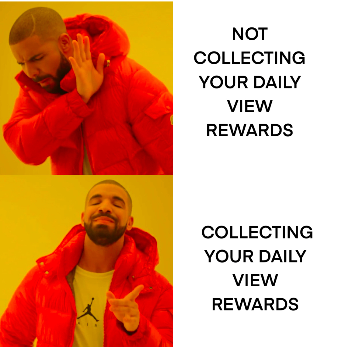 How it feels when you visit ViewReward.app

Don't miss your chance to collect FREE #Algo Tokens DAILY

#ViewReward #Algofam #Airdrop