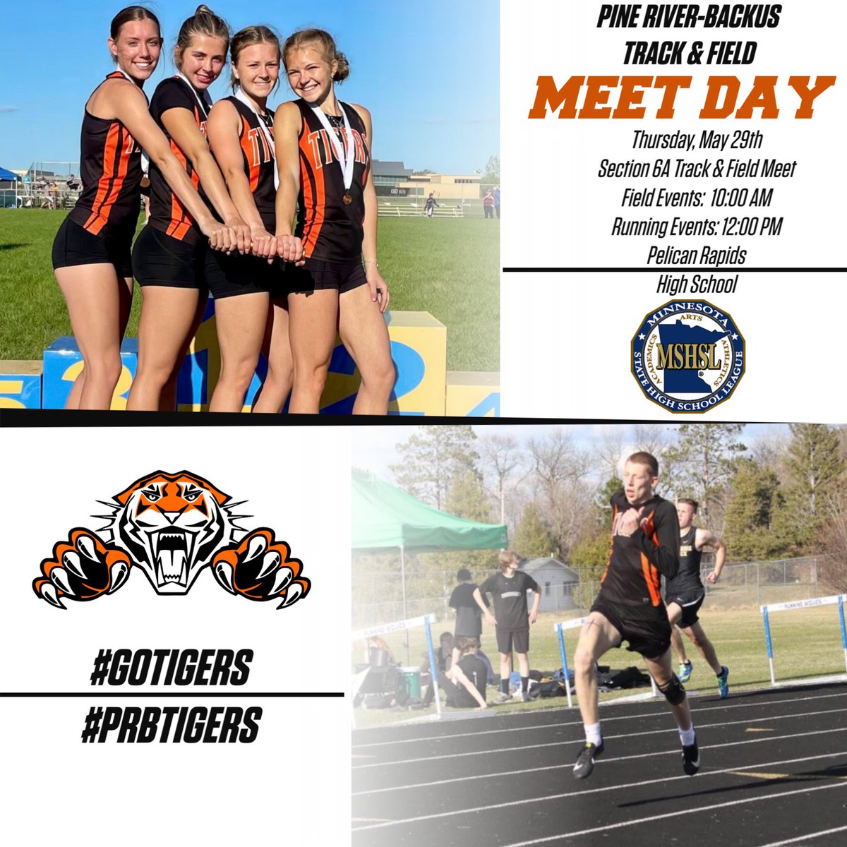 Good luck to the PRB Tigers Track &amp; Field Athletes that are competing at the Section 6A Track &amp; Field meet today at Pelican Rapids High School. Let's Go Tigers! #GoTigers #PRBTigers <a href="/JeremyMillsop/">Jeremy Millsop</a> <a href="/kkinwwwikfgiklk/">KKIN WWWI KFGI KLKS</a> <a href="/krjbkrjmkkcq/">KRJB KRJM KKCQ Radio</a>