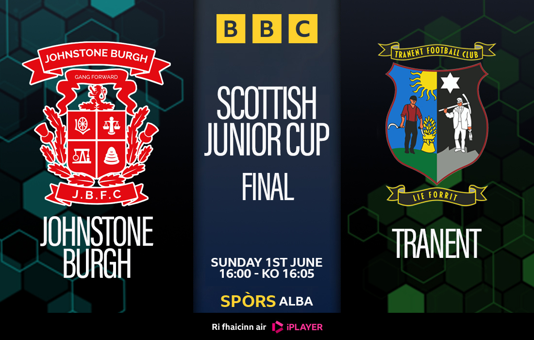 BBC ALBA (@bbcalba) on Twitter photo ▶️ Scottish Junior Cup Final
⚽️ <a href="/johnstone_burgh/">Johnstone Burgh Football Club</a> V <a href="/TranentFC/">Tranent FC</a>
⏰ 16:00
📺 @BBCALBA & <a href="/BBCiPlayer/">BBC iPlayer</a>
🔥 Cuairt dheireannach Cupa Junior na h-Alba beò air BBC ALBA. Tha Johnstone Burgh a’ cluiche an aghaidh Tranent aig Broadwood ann an Comar nan Allt.
#BBCALBA ▶️ Scottish Junior Cup Final
⚽️ <a href="/johnstone_burgh/">Johnstone Burgh Football Club</a> V <a href="/TranentFC/">Tranent FC</a>
⏰ 16:00
📺 @BBCALBA & <a href="/BBCiPlayer/">BBC iPlayer</a>
🔥 Cuairt dheireannach Cupa Junior na h-Alba beò air BBC ALBA. Tha Johnstone Burgh a’ cluiche an aghaidh Tranent aig Broadwood ann an Comar nan Allt.
#BBCALBA