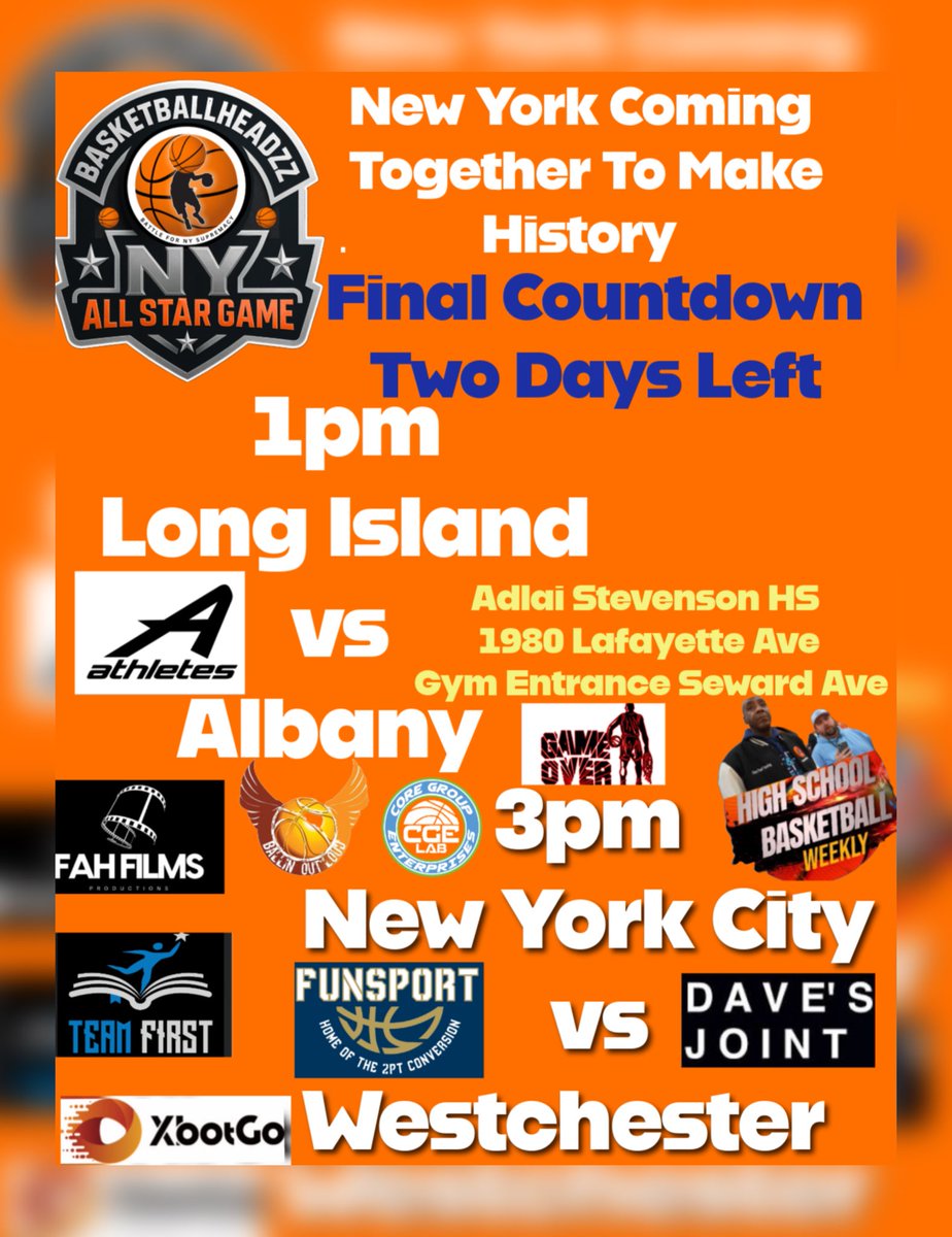 Presents : “Battle For NY Supremacy” Basketballheadzz NY All Star Tournament May 31st - June 1st at Adlai Stevenson HS 1980 Lafayette Ave Gym Entrance Seward Ave 1pm Long Island vs Albany &amp; 3pm NYC vs Westchester 🏀#nycbasketballhistory #basketballheadzz