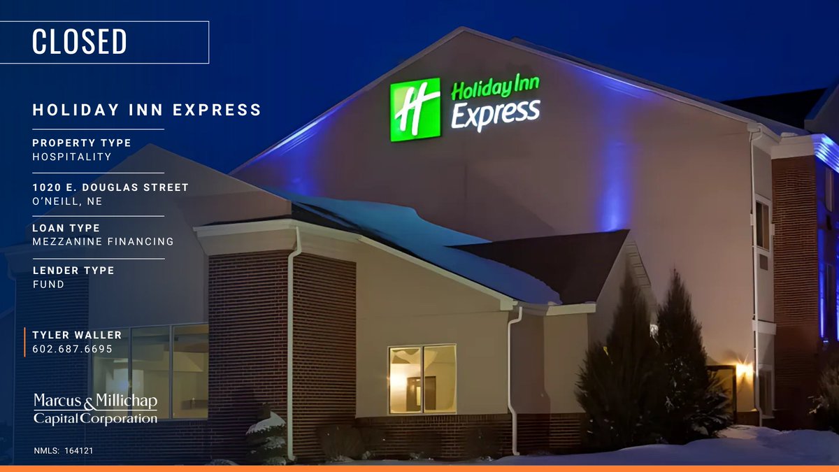 CLOSED ANNOUNCEMENT: Holiday Inn Express | O’Neill, NE | Refinanced | Tyler Waller

#marcusmillichap #mmcc #capitalcorp #refinanced