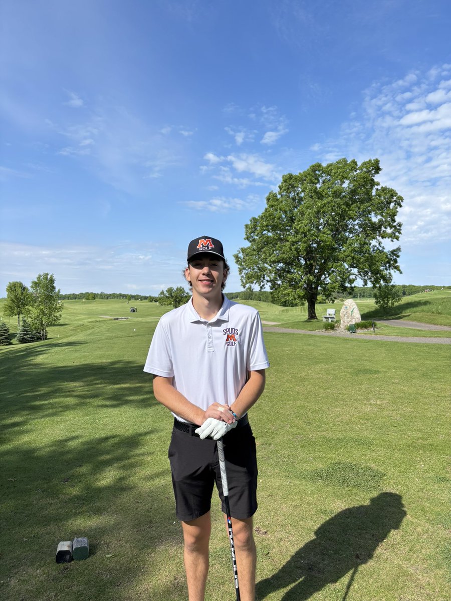 Sr. - Avery Kutter. He’s got a ton more golf in his near future with the Jimmies, but he’s giving the Spuds everything he’s got. He had a nice round of 77 yesterday to keep us alive in the top 6, resulting in day 2  of Sections today. Good luck Kutty!!