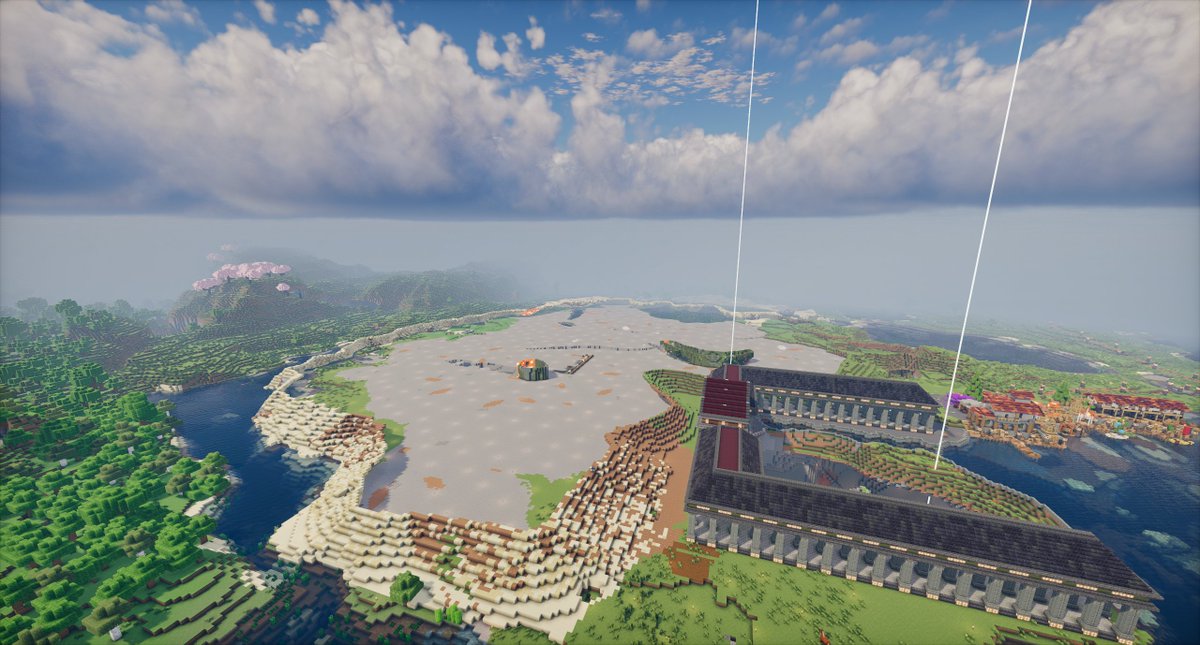 More progress on the mountain range tonight. So many blocks placed but feels like we will never get there! Thanks to <a href="/CoblekayGaming/">Coblekay</a> for the raid, we headed out to <a href="/Endzyme_/">Endzyme</a> to keep <a href="/TheInterRealms/">The InterRealms</a> theme going