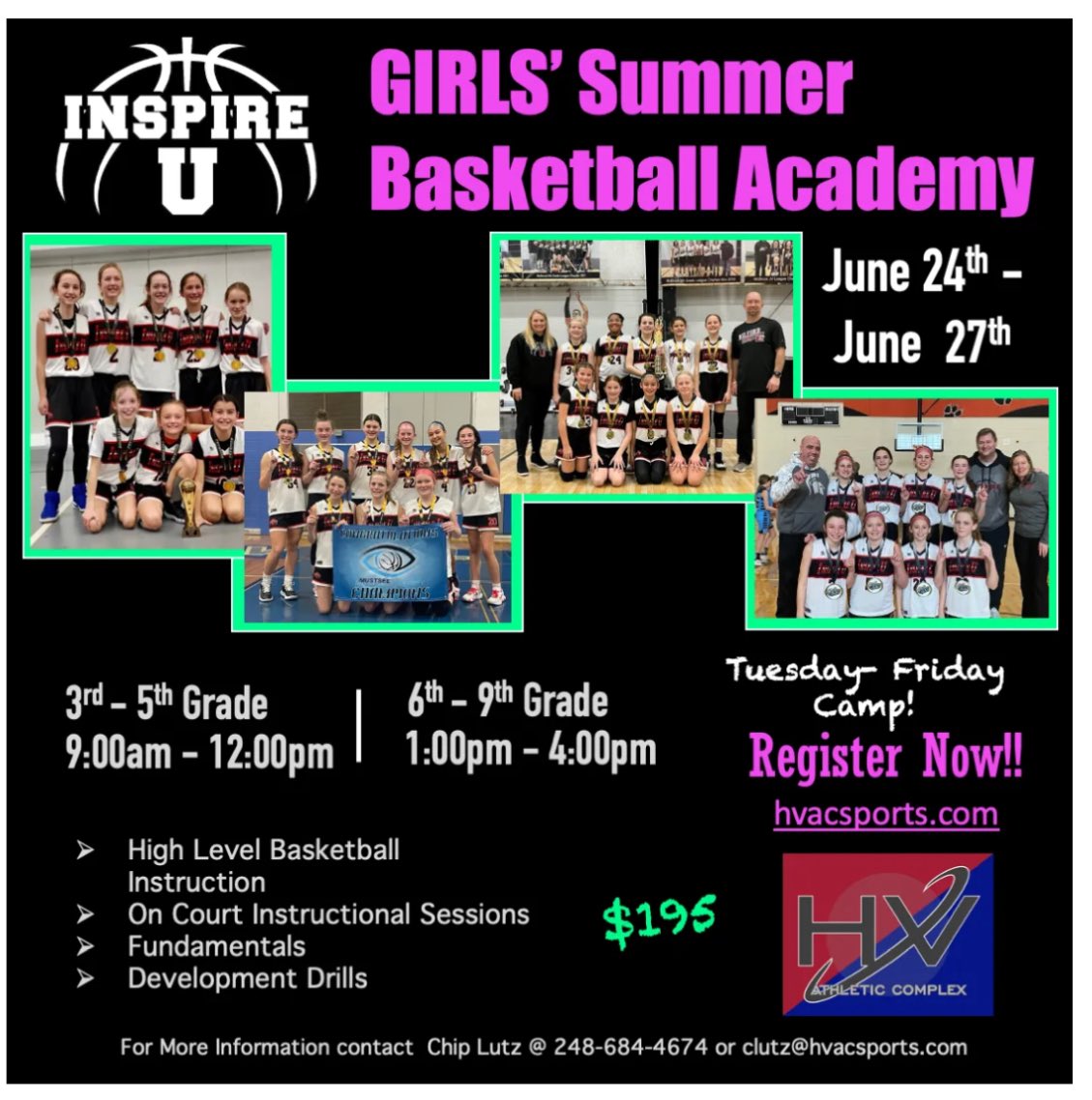 Only 3 more weeks til Inspire U Girls’ Summer Basketball Academy!  Register at tms.ezfacility.com/OnlineRegistra…
