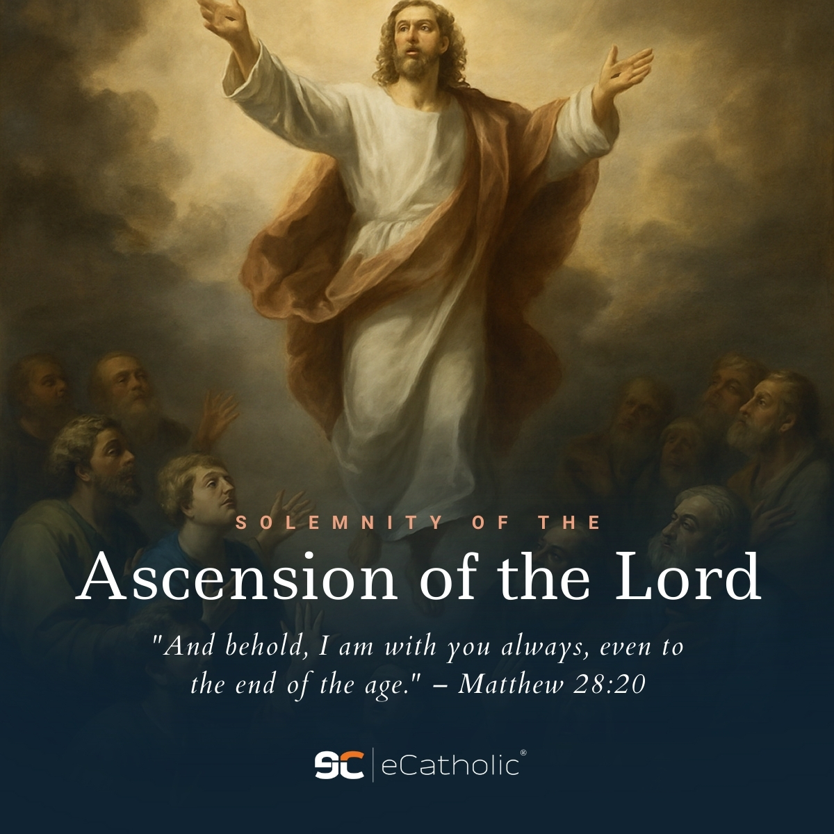 eCatholic's tweet image. Today we celebrate the Ascension of the Lord: Christ&apos;s return to the Father and the beginning of our mission to preach the Good News of Jesus Christ to the world. 

“Go into all the world and preach the Gospel.” – Mark 16:15

#TheGreatCommission #GoMakeDisciples #MadeForMission