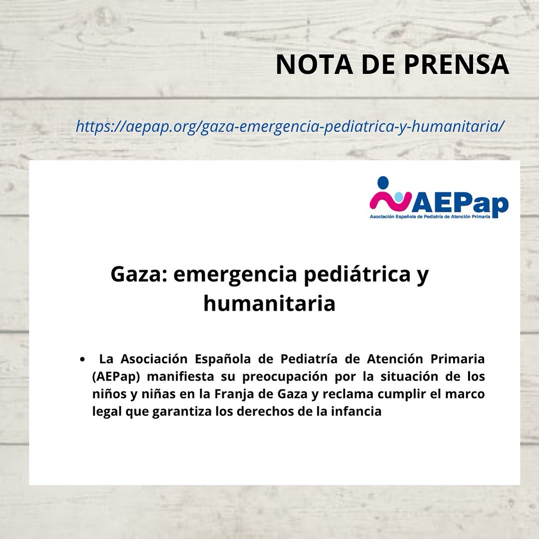 AEPap (@aepap) on Twitter photo 🌍🕊️Desde la Asociación Española de Pediatría de Atención Primaria, a través de nuestro Grupo de Trabajo <a href="/CooperaAEPap/">CooperaAEPap</a> mostramos nuestra preocupación por la situación de catástrofe humanitaria en Gaza. Exigimos se respeten los Derechos de la #infancia
aepap.org/gaza-emergenci… 🌍🕊️Desde la Asociación Española de Pediatría de Atención Primaria, a través de nuestro Grupo de Trabajo <a href="/CooperaAEPap/">CooperaAEPap</a> mostramos nuestra preocupación por la situación de catástrofe humanitaria en Gaza. Exigimos se respeten los Derechos de la #infancia
aepap.org/gaza-emergenci…