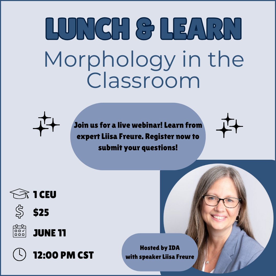 DyslexiaIDA's tweet photo. 🚨 Deadline Extended! 🚨
🕛 Registration is now open until this Friday at midnight
✅https://t.co/6THUUlm1WL

#ceu #training #professionaldevelopment #morphology #webinar #IDA #InternationalDyslexiaAssociation #structuredliteracy #untileveryonecanread #dyslexia #literacy https://t.co/lT76e5EDRA