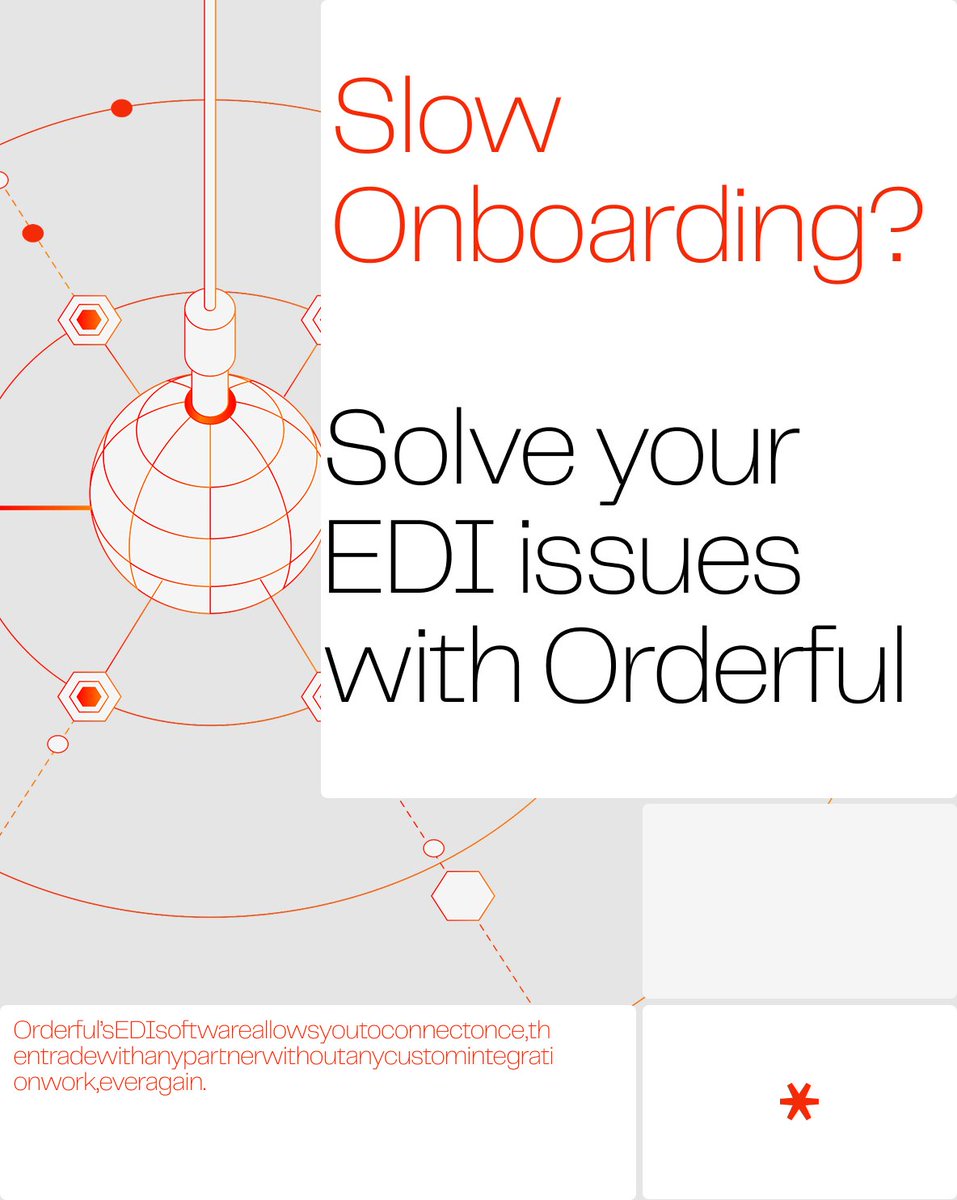 orderful's tweet image. 🚨Slow onboarding = missed revenue.
Orderful gets your EDI live in under 9 days. No patchwork. No drama. Just fast, API-first integration.
👉 hubs.la/Q03nRqZz0
#EDI #ERP #APIs #Orderful #SaaS #B2B