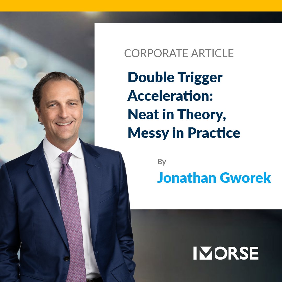 Navigating an acquisition can be complex, especially if unvested common stock is involved.

Jon Gworek breaks down the Double Trigger Acceleration approach, exploring various deal structures, their benefits, and implications.
morse.law/news/double-tr…

#VentureCapital #Acquisition