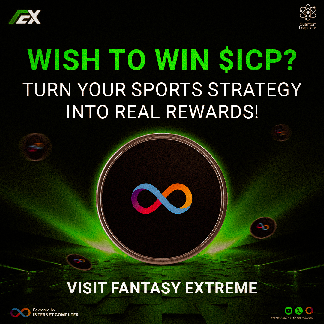 Fantasy Extreme (@fextremesports) on Twitter photo Turn your sports smarts into real $ICP with #FantasyExtreme, built for the Web3 world you trust <a href="/ICPHUBS/">ICP HUBS NETWORK</a>
โฝ Predict. Play. Win.
๐ง Set your lineup, outsmart rivals, and earn $ICP!
๐ Dive in: fantasyextreme.org
#fantasysports #ICPEcosystem #football Turn your sports smarts into real $ICP with #FantasyExtreme, built for the Web3 world you trust <a href="/ICPHUBS/">ICP HUBS NETWORK</a>
โฝ Predict. Play. Win.
๐ง Set your lineup, outsmart rivals, and earn $ICP!
๐ Dive in: fantasyextreme.org
#fantasysports #ICPEcosystem #football