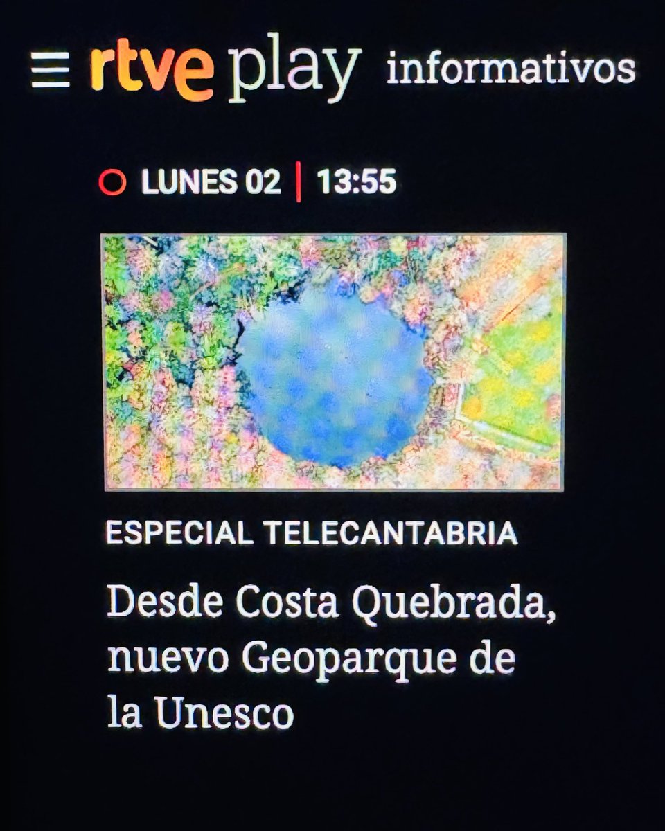 🔴 TeleCantabria está preparando un programa especial sobre Costa Quebrada <a href="/costaquebradaGP/">Geoparque Costa Quebrada</a>, con motivo de su incorporación a la red mundial de Geoparques de la <a href="/UNESCO_es/">UNESCO en español 🏛️#Educación #Ciencia #Cultura</a> 

📺 El 2 de junio a partir de las 13:55 en <a href="/La1_tve/">La 1</a> y en <a href="/rtveplay/">RTVE Play</a>