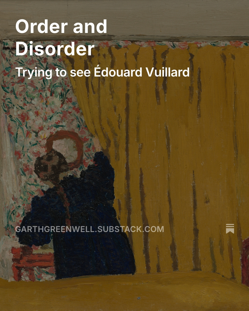 I wrote about Vuillard’s “The Yellow Curtain,” &amp; tried to figure out why it stopped me in my tracks at The National Gallery last week. Free post; no paywall. Link in profile.