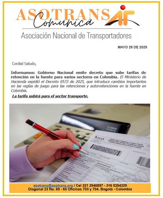 🚨🚨🚨🚌🛣️🇨🇴 Decreto 0572 de 2025 <a href="/MinHacienda/">MinHacienda</a> establece que las tarifas para retención tributaria variarán entre el 1,20% y un máximo del 4,5%. 
Sin embargo, el Gobierno tendrá la potestad de ajustar estas cifras en casos puntuales que lo justifiquen.
