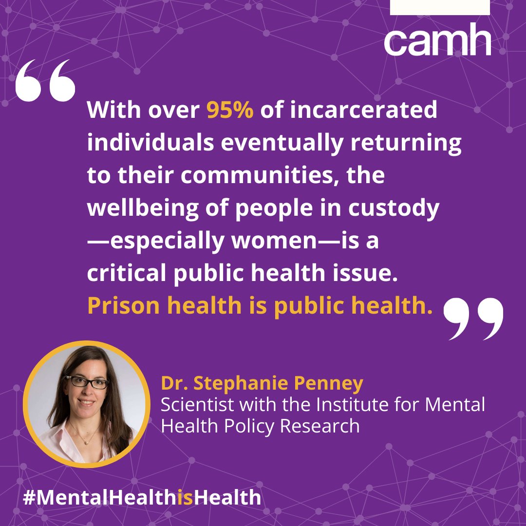 CAMH’s Dr. Stephanie Penney has been awarded a landmark grant through the <a href="/CIHR_IRSC/">CIHR</a> National Women’s Health Initiative for her work to support the mental health of incarcerated women by addressing urgent care gaps for this underserved population.

MORE:
camh.ca/en/camh-news-a…