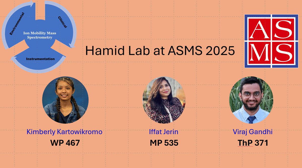 Ahmed Hamid (@ahmedm_hamid) on Twitter photo #TeamMassSpec
With ASMS starting in a few days, I'm looking forward to connecting with everyone there. I'm excited to announce that my group will have three poster presentations by <a href="/kartkimmy/">Kimberly Kartowikromo</a>, Iffat Jerin, and <a href="/VirajGandhi32/">Viraj Gandhi</a>, at #ASMS2025 that you don't want to miss. #TeamMassSpec
With ASMS starting in a few days, I'm looking forward to connecting with everyone there. I'm excited to announce that my group will have three poster presentations by <a href="/kartkimmy/">Kimberly Kartowikromo</a>, Iffat Jerin, and <a href="/VirajGandhi32/">Viraj Gandhi</a>, at #ASMS2025 that you don't want to miss.