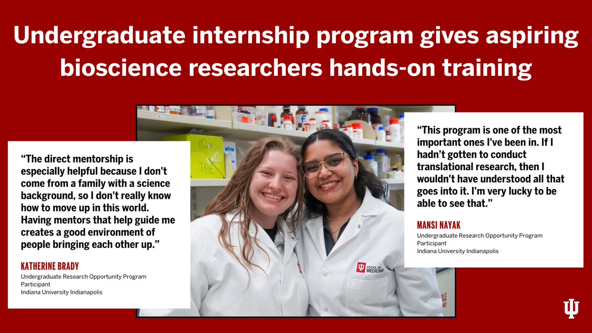 IU Department of Pediatrics (@iudeptpeds) on Twitter photo Aspiring bioscience researchers can gain hands-on experience through the Undergraduate Research Opportunity Program <a href="/IUIndianapolis/">IU Indianapolis</a> by working in an <a href="/IUMedSchool/">IU School of Medicine</a> lab. Two participants in the Kelley lab <a href="/IUWellsCenter/">Herman B Wells Center for Pediatric Research</a> & <a href="/IUCancerCenter/">IU Simon Comprehensive Cancer Center</a> share their journey: go.iu.edu/8tx8 Aspiring bioscience researchers can gain hands-on experience through the Undergraduate Research Opportunity Program <a href="/IUIndianapolis/">IU Indianapolis</a> by working in an <a href="/IUMedSchool/">IU School of Medicine</a> lab. Two participants in the Kelley lab <a href="/IUWellsCenter/">Herman B Wells Center for Pediatric Research</a> & <a href="/IUCancerCenter/">IU Simon Comprehensive Cancer Center</a> share their journey: go.iu.edu/8tx8