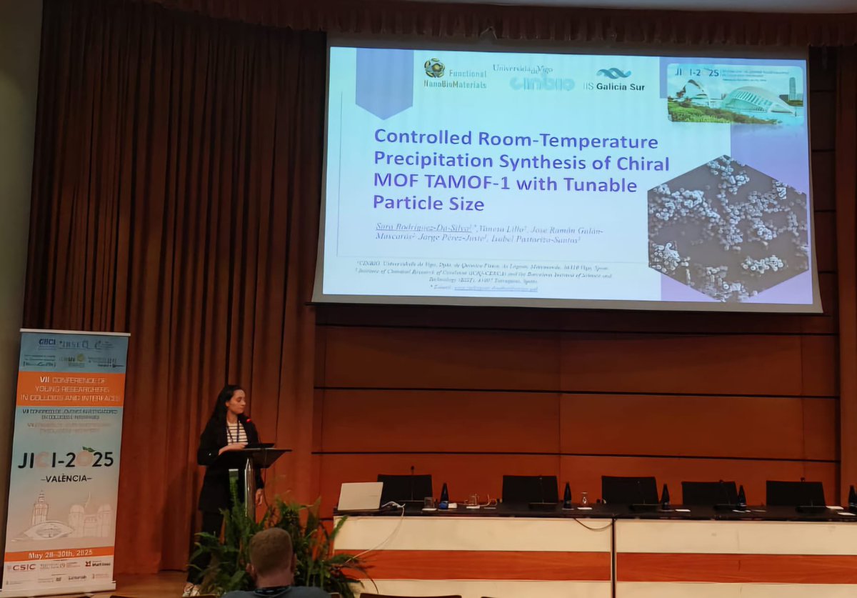FunNanoBio's tweet image. Great talk of Sara Rodríguez at JICI 2025 about the Synthesis of Chiral MOF TAMOF-1 🤩👩🏽🔬