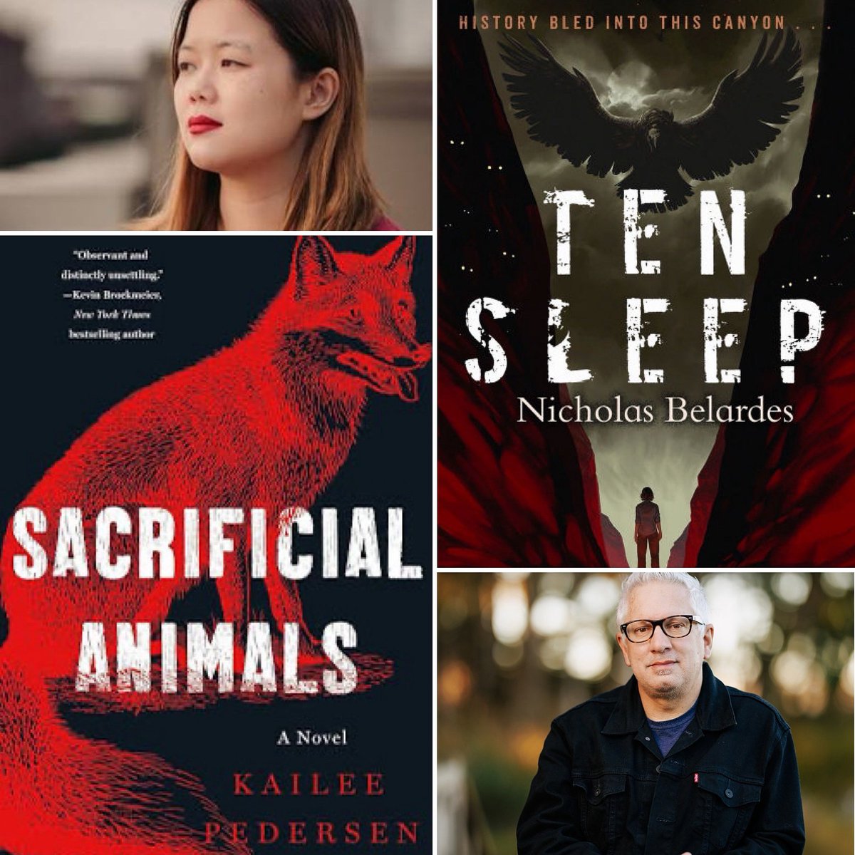 Tonight! Kailee Pedersen (SACRIFICIAL ANIMALS) and Nicholas Belardes (TEN SLEEP) on Fearmongers. May 29th at 7 PM/ET. Register via Zoom here: bit.ly/4kzI0tc <a href="/KaileePedersen/">Kailee Pedersen (kaileepedersen.bsky.social)</a> <a href="/nickbelardes/">Nicholas Belardes🐤</a> @erewhonbooks @stmartinspress <a href="/WestportLibrary/">Westport Library</a>
