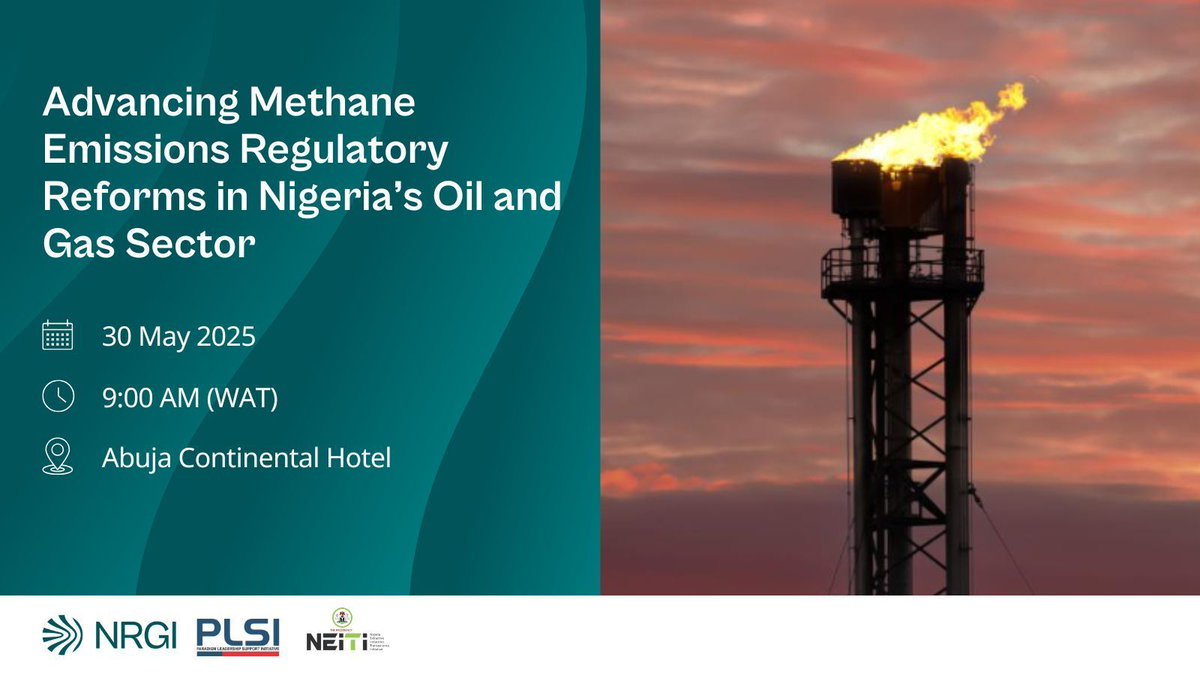 Natural Resource Governance Institute (@nrginstitute) on Twitter photo Happening tomorrow in Abuja! š³š¬
Join NRGI, <a href="/PLSInitiative/">PLSI</a> and @Nigeriaeiti for a policy dialogue on strengthening methane emissions regulatory reforms in the oil and gas sector.
š
30 May
š 9AM WAT
š Abuja Continental Hotel
Register to join online: resourcegovernance.org/events/advanci⦠Happening tomorrow in Abuja! š³š¬
Join NRGI, <a href="/PLSInitiative/">PLSI</a> and @Nigeriaeiti for a policy dialogue on strengthening methane emissions regulatory reforms in the oil and gas sector.
š
30 May
š 9AM WAT
š Abuja Continental Hotel
Register to join online: resourcegovernance.org/events/advanciā¦