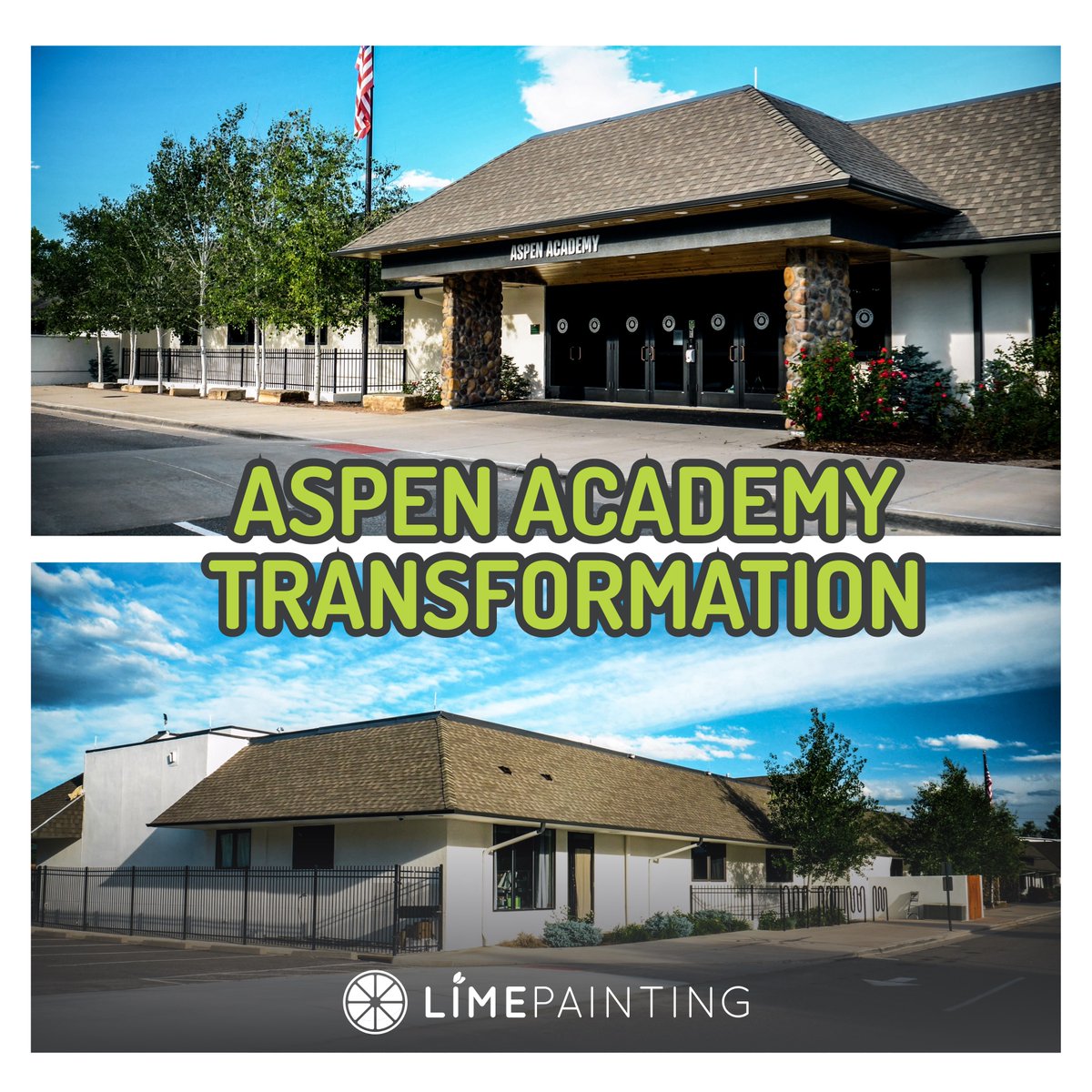 LIME_Painting's tweet image. First impressions start outside 🏢

Aspen Academy just got the LIME treatment — clean lines, bold color, pro finishes. Your building speaks before you do.

#commercialpainting #limepainting #getlimed #exteriorupgrade