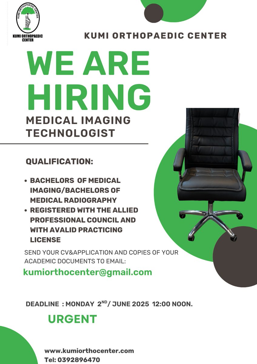 Job Opportunity at Kumi Orthopaedic Center.