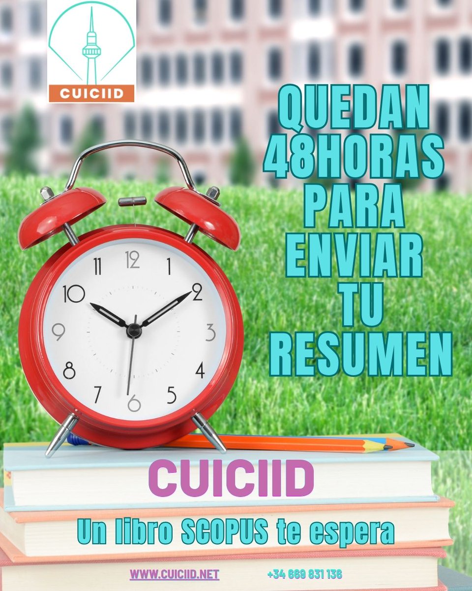 ⏳ ¡Último fin de semana!

Tienes hasta el lunes 2 de junio para enviar tu resumen al Congreso  CUICIID 2025

📅 Fecha Límite: 2 de junio
🔗 Info: cuiciid.net 

No te quedes fuera. ¡Participa!

#CUICIID2025 #Investigación #DEADLINE