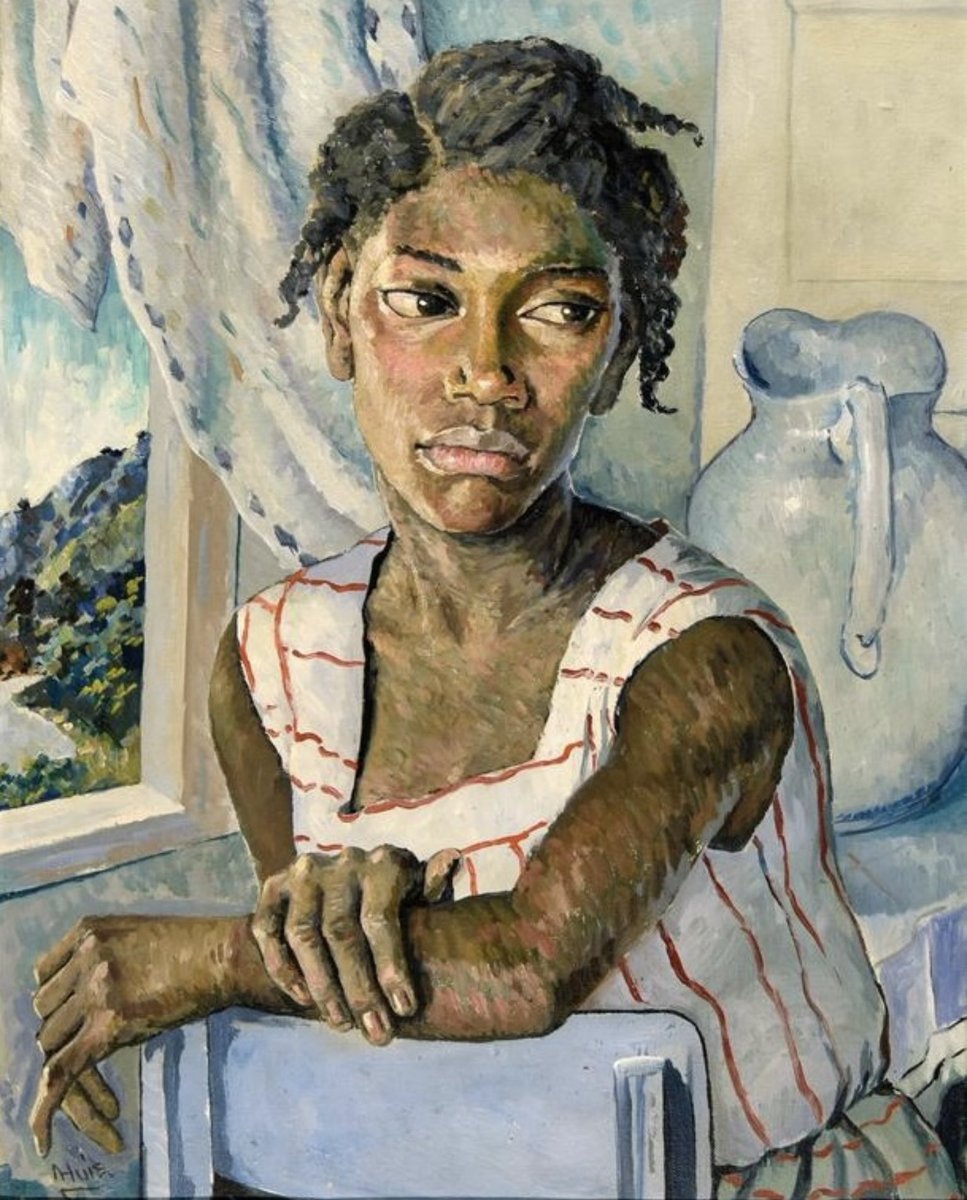 sim_barr's tweet photo. #TheBluePitcher
#JamaicanArtist #AlbertHuie (1920-2010).  Huie was born into a poor family during colonial rule. Grandmother Sarah was the only family member to encourage his #art, allowing him to draw on her walls + floors w/ pieces of charcoal taken from her stove. 🖤

#artist https://t.co/knVW2XwXKB